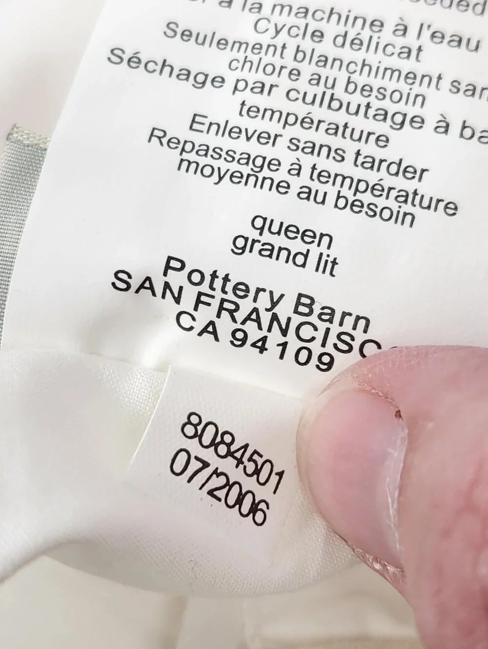 Pottery Barn Toile Queen Bed Skirt Linen Blend Farmhouse French Country Cottage